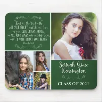 Green Christian Verse Graduation Photo Collage Mouse Pad