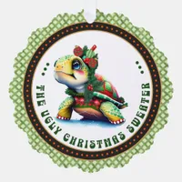 The Ugly Christmas Sweater Turtle Ornament Card