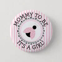 "Mommy To Be" Pink Ladybug Baby Shower Button