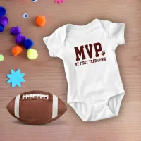 First Year Down Football MVP Birthday Boy Baby Bodysuit