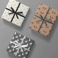 Minimal Masculine Kraft Black White Grey Christmas Wrapping Paper Sheets