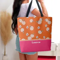 Summer Modern Bold Hand Drawn Peach Pattern  Tote Bag