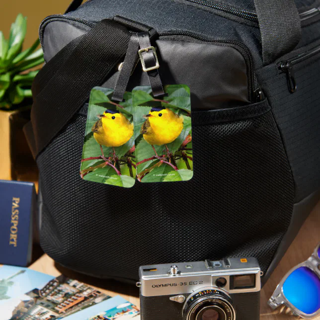 Beautiful Wilson's Warbler in the Cherry Tree Luggage Tag