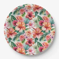 Tropical Flowers in Bloom Paper Plates