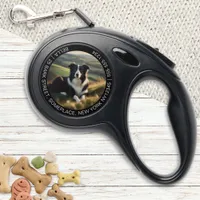 Stylish Modern Your Text Double Sided 2 Photos Retractable Pet Leash