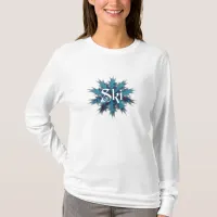 Blue and Red Snowflake Ski T-Shirt