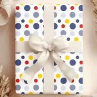 Boy Polka Dots Blue Yellow and Red Patterned Wrapping Paper