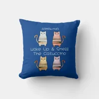 cute cats for cat lovers and coffee lovers throw pillow