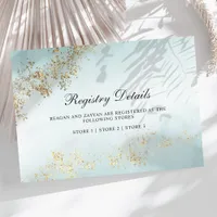 Modern Gold Flecks Teal Mist Wedding Registry Enclosure Card