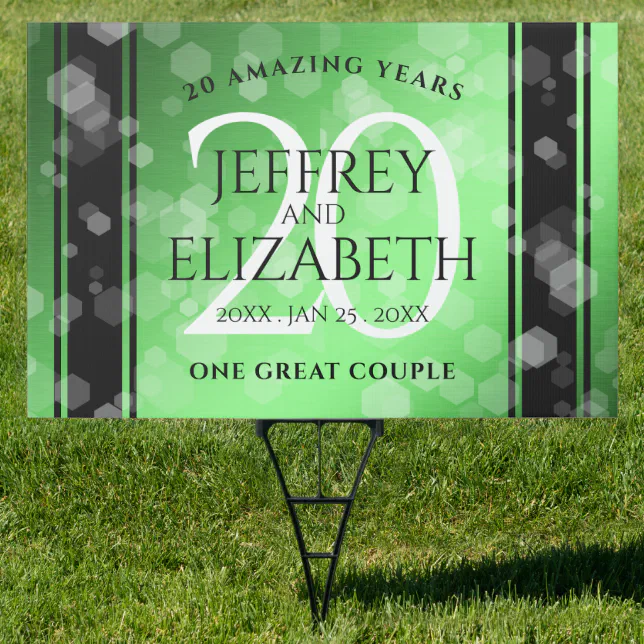 Elegant 20th Emerald Wedding Anniversary Sign