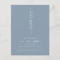 Simple Minimalist Dusty Blue Save The Date Announcement Postcard