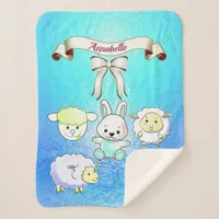 Elegant Baby Lambs Pattern   Name Personalize Sherpa Blanket