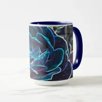 Swirly Blue Neon Rose Mug