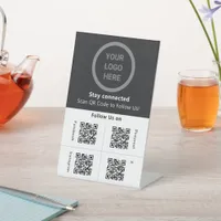 Custom Logo Black & White Social Media Display QR Pedestal Sign