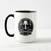 Extraterrestrial Alien Gamer with Headphones Mug