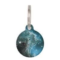 Teal Blue Colored Monkey Head Nebula Pet Tag