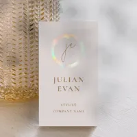 Elegant Holographic Luxe Beige Business Card