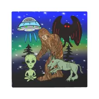 Cryptid Big Foot Alien Mothman UFO Chupacabra  Metal Print