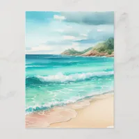 Watercolor Tropical Beach Coastal