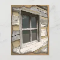 Rustic Wooden Window Postcard