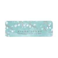 Watercolor Snowdrops Wedding Teal/Copper ID726 Label