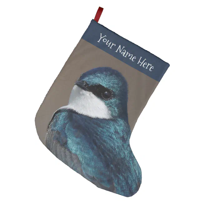 Stunning Profile of a Tree Swallow Songbird Large Christmas Stocking