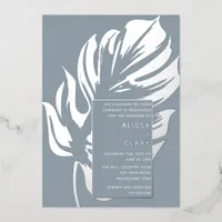 Modern Minimalist Elegant Monstera Leaf Wedding Fo Foil Invitation