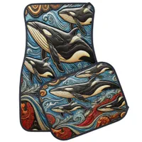 Ocean Ballet: Whales and Waves Car Floor Mat