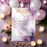 Mauve and Gold Ink Bachelor Party Invitation