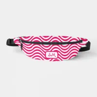 Monogram Pink White Wavy Stripes Psychedelic Fanny Pack