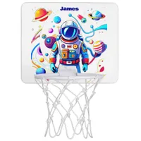 Colorful Astronaut and Univers in Bold Colors Mini Basketball Hoop