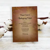 Brown Colored Leaves Thanksgiving Dinner Invitation