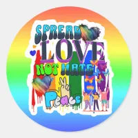 Spread Love Not Hate | LGBTQI+ Pride Classic Round Sticker