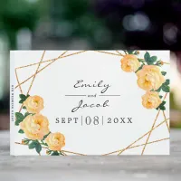 Elegant Gold Glitter Geo Orange Floral Wedding Guest Book