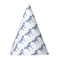 Watercolor blue Aqua Purple butterfly Party Hat