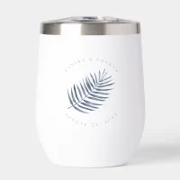 Lush Palm Leaf Wedding Blue ID956 Thermal Wine Tumbler