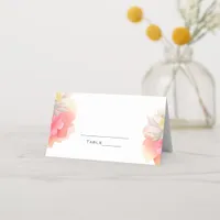 Tropical Peach Flowers Floral Wedding Place Card