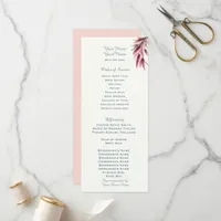 Coral Blush Pampas Coastal Beach Wedding Program