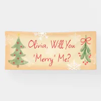 Vintage "Merry Me" Marriage Proposal Pun Banner