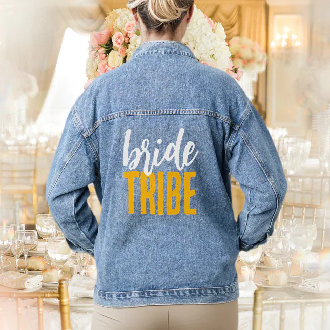 Fun Typography Bachelorette Stagette Bride Tribe Denim Jacket