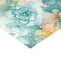 Teal Yellow Alcohol Ink Illustration Print Tissue Paper