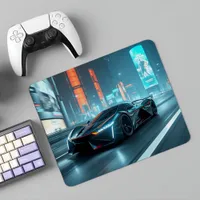 Cyberpunk Racer: Futuristic Supercar in Neon City Mouse Pad