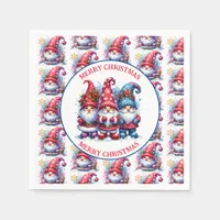 Merry Christmas Holiday Gnomes Napkins