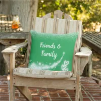 White glitter, monogrammed on green | Outdoor  Outdoor Pillow