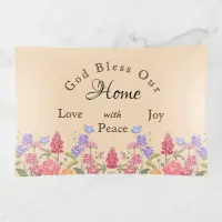 God Bless Our Home Beige Floral Wildflower Trinket Tray