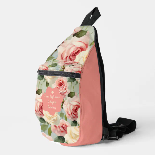 Pink Roses Print Pattern  Sling Bag