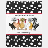 Funny Backyard Chickens Polish Hens Polka Dot Fleece Blanket