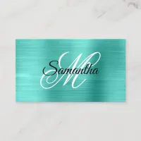 Metallic Turquoise Fancy Monogram Business Card