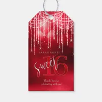 String Lights & Balloons Sweet 16 Red ID473 Gift Tags