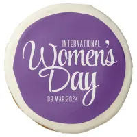 Purple Script International Women's Day March 8 Sugar Cookie